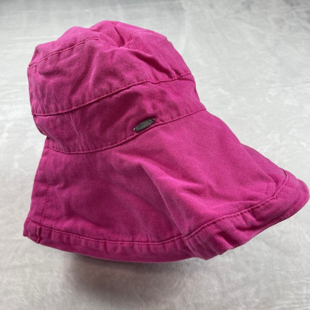 Scala Collezione Womens Hot Pink Cotton Wide Brim Sun Hat Adjustable Barbiecore